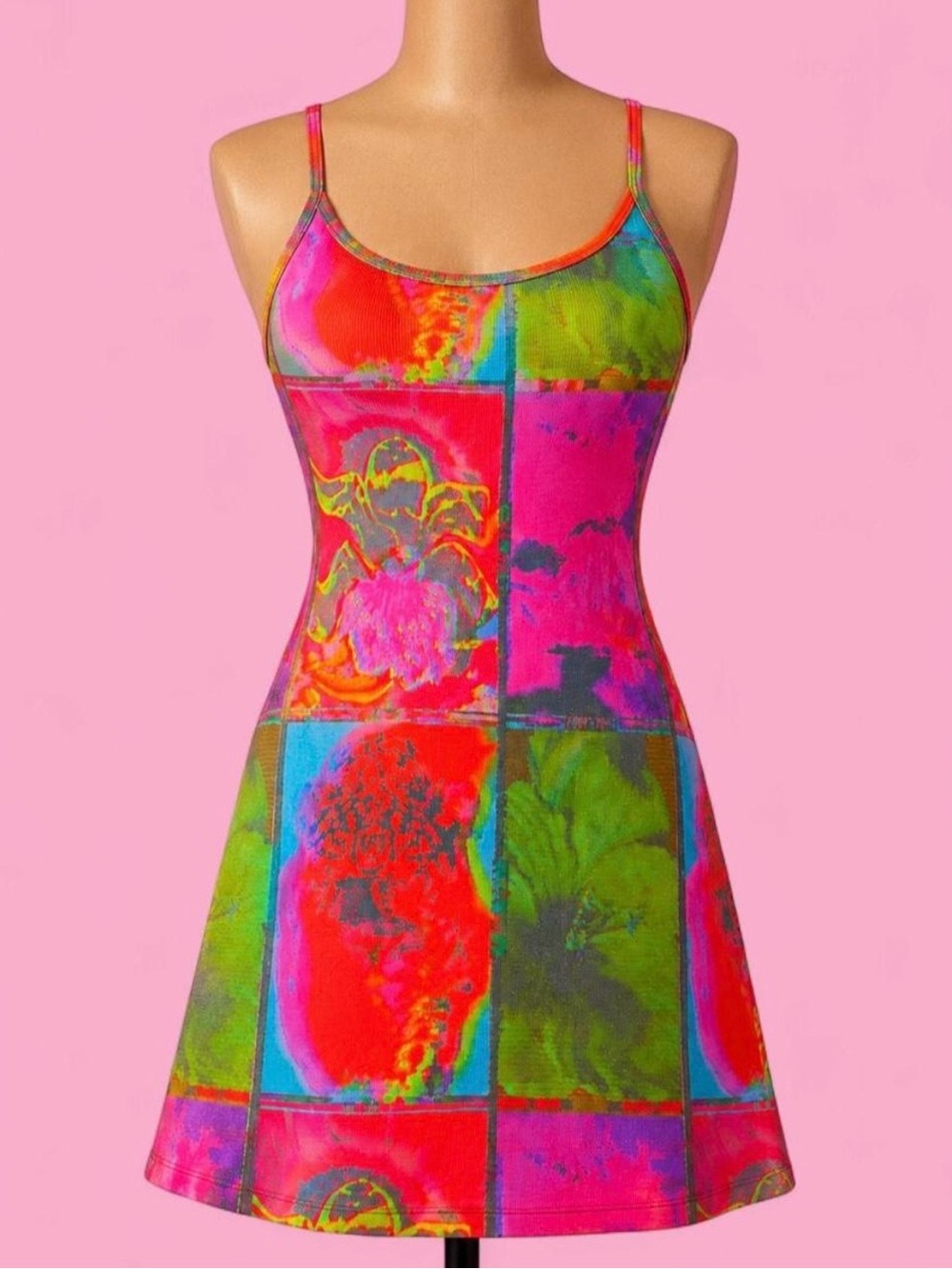 Summi Summi Neon Untamed Psychedelic A-Line Mini Dress M
